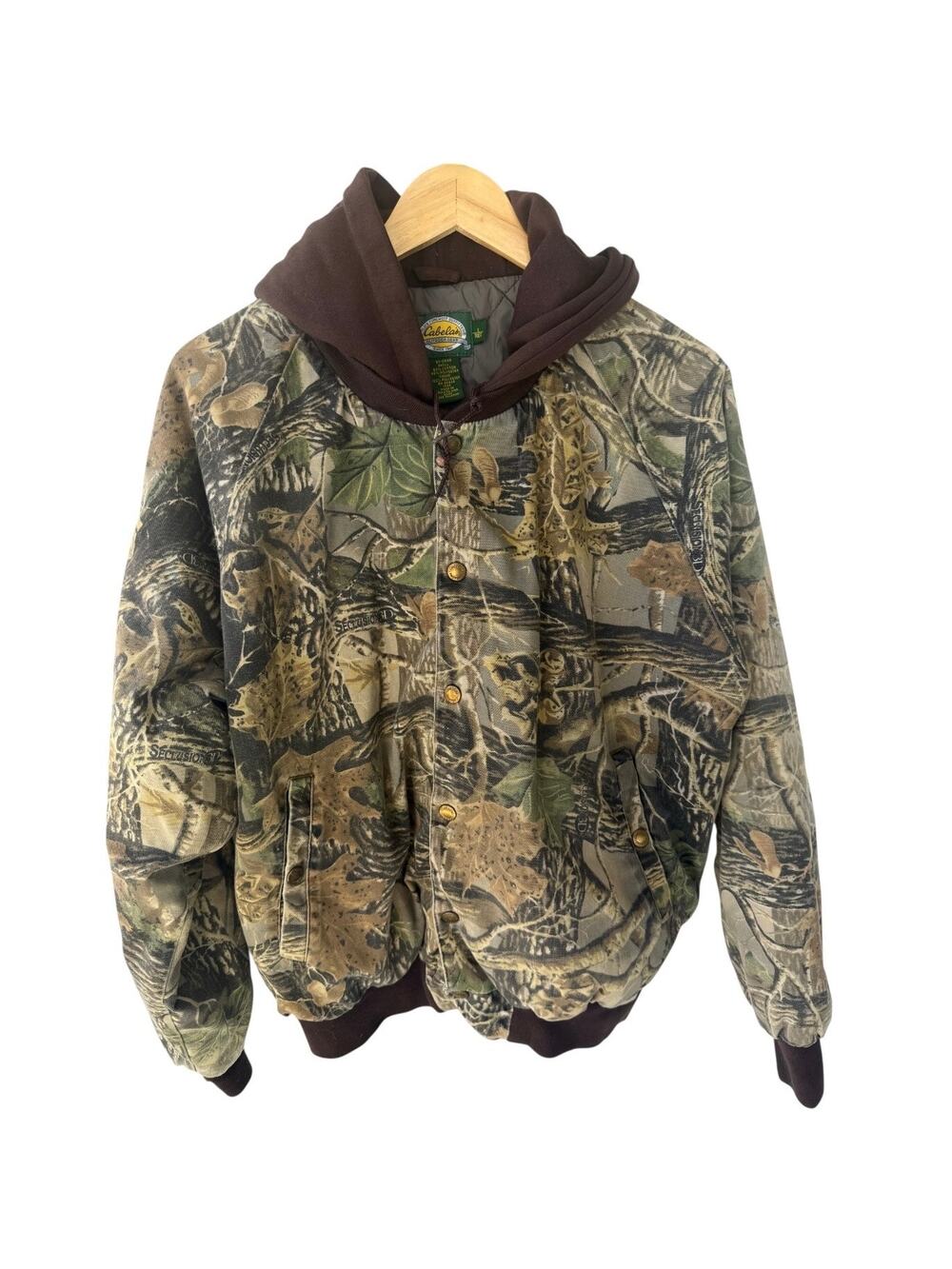 Cabelas Hunting Jacket Mens Large Camouflage Hooded Insulated Outdoor